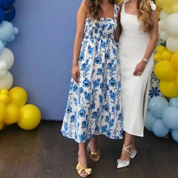 Blue & White Floral Dress Maxi - Ankle Length - Picture 3 of 5